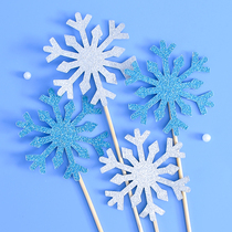 Cake Decoration Snowflake Cake Decoration Plug-In Baking Card Card Birthday Party Supplies Flag Insert Row 5 Pack