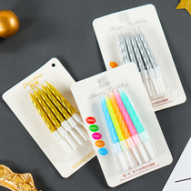 Smokeless small candle birthday candle 10 cake candle festive candle gold and silver color thread candle