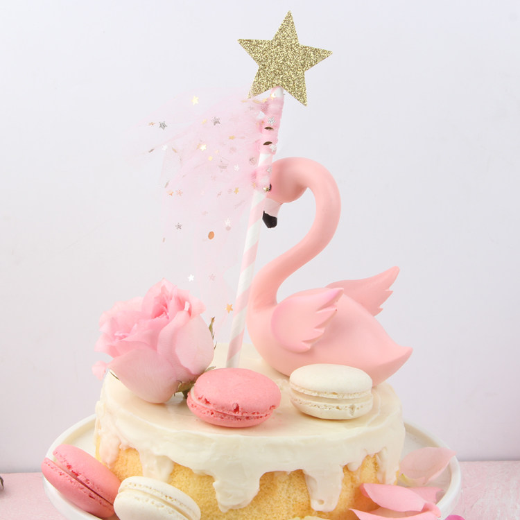 Straw Flag Star Mesh Tassel Cake Plug-In Creative Dessert Table Cake Decoration Flag