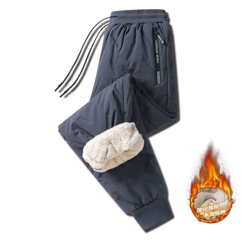 Men's Cotton Pants, Extra Thick, Lamb Wool Fleece-Lined, Thickened, Warm, Windproof, Waterproof, Thick Cotton Pants for Men, Super Thick for Winter