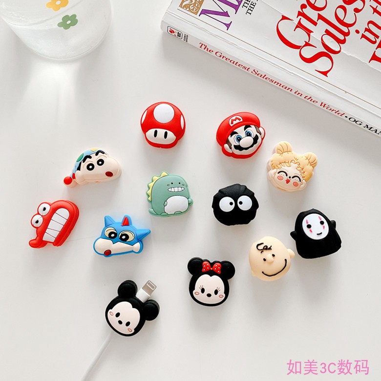 Japanese cute cartoon Apple data cable protective sleeve iPhone mobile phone charging cable protection head anti-break wire sleeve