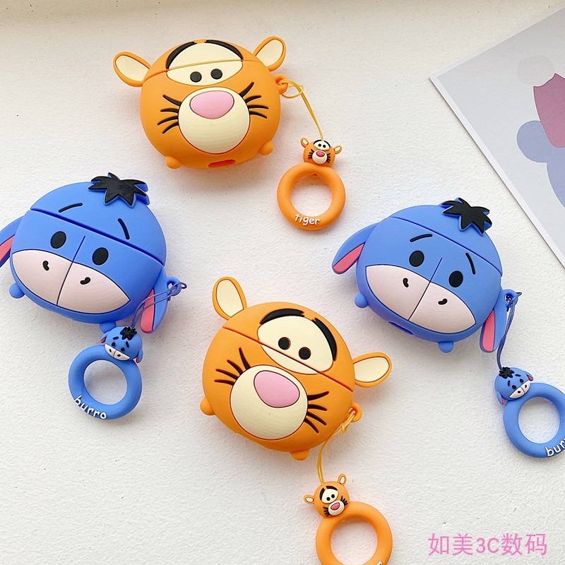 Cute Cartoon Tigger Eeyore AirPods Pro Case Apple 1 2 Generation Anti-fall Silicone Earphone Soft Shell
