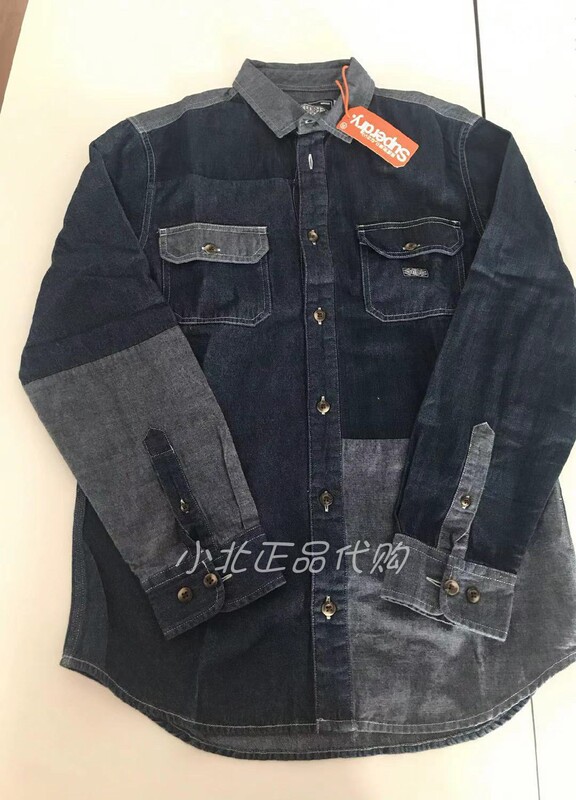 Superdry Extremely Dry Long-Sleeved Shirt Spring & Fall Casual Splicing Top Denim Men's Shirt Jacket Trendy Brand