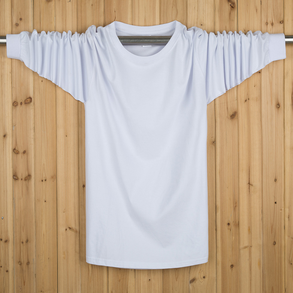 Mùa xuân 2018 XL chất béo áo thun dài tay chất béo áo thun đáy quần cotton lỏng mùa thu nam áo polo nam đẹp