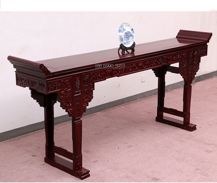 Dongyang gỗ gụ nội thất gỗ hồng mộc châu Phi Zhongtang bộ sáu mảnh Hội trường tám cổ tích trường hợp bàn gỗ vững chắc cho bàn - Bàn / Bàn bàn gỗ nguyên khối