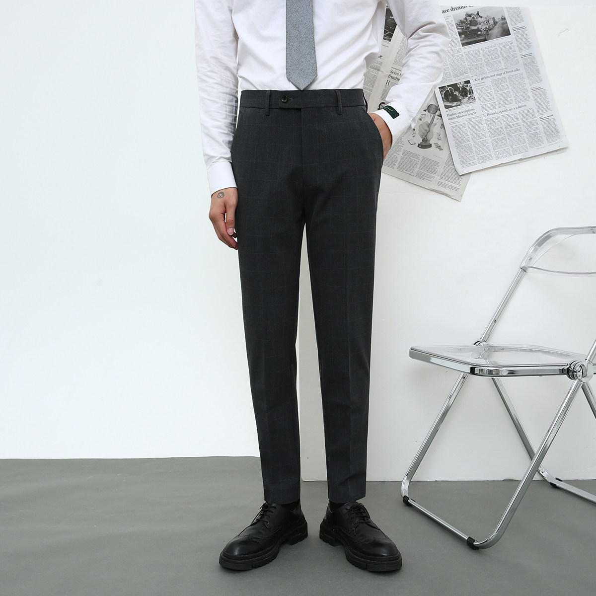 Fall new Western pants men's body Inn business dress casual pants trendy free of ironing black western dress pants men