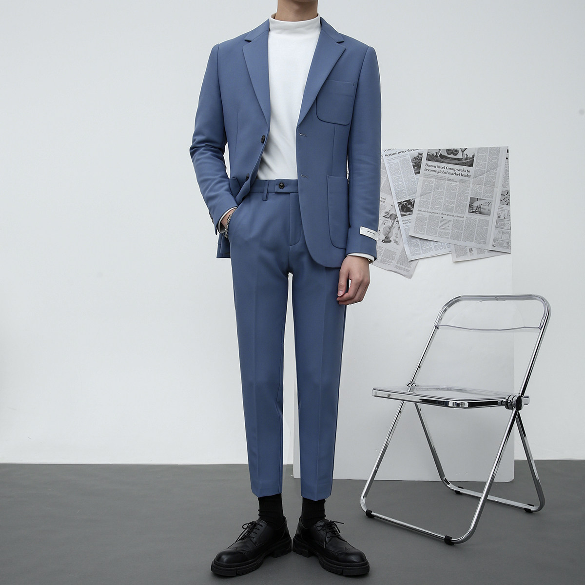 Spring and summer 2021 new suit suit men's Korean slim fashion small suit male ruffian handsome casual British formal suit