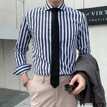 Striped long sleeve shirt male spring and summer slim British dress inch shirt casual business shirt handsome trend tide top
