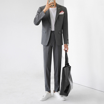 Autumn casual suit suit suit mens trend Ruffian handsome slim striped small suit male business dress groom dress