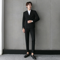 Casual suit suit suit men Korean slim trend business dress double-breasted small suit groom wedding dress