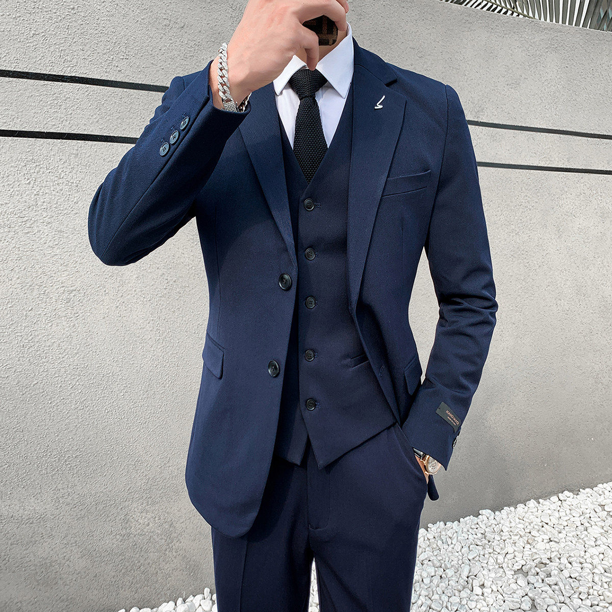 Men's suits blouses in pure color business positive fashion trends handsome young people casual single row buttoned with little west suit jacket