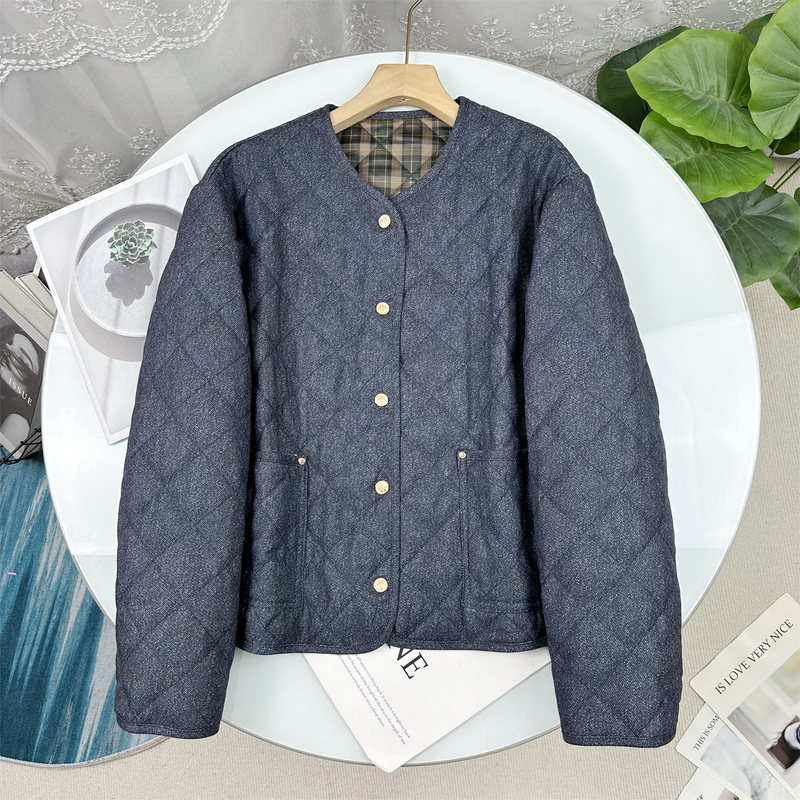 The Long-Awaited Hunting Outfit! Imitation Denim Thin Cotton Jacket 2025 Autumn and Winter New Lightweight Quilted Cotton Jacket for Women