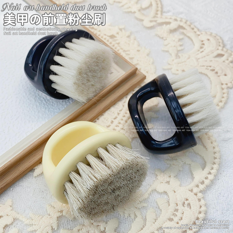 Nail Dust Brush Russian-Style Pre-Treatment Brush Short Handle Dust Removal Brush Nail Polish Removal Cleaning Polishing Nail Tool
