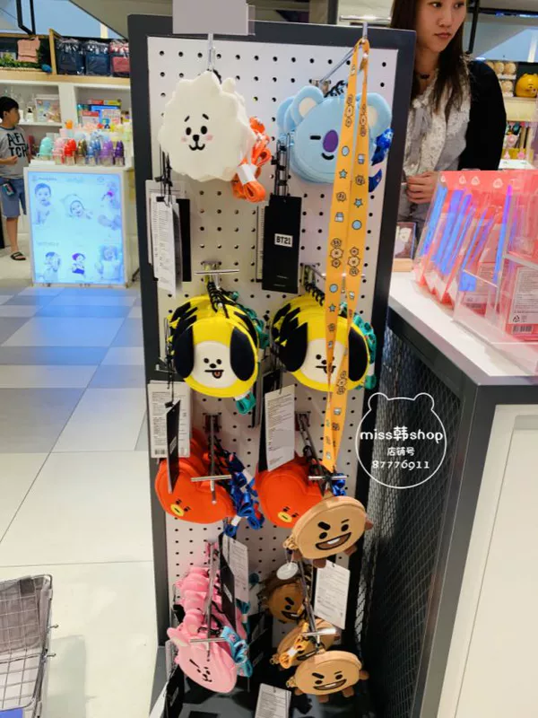 Hàn Quốc BTS nhóm chống đạn BT21 dây buộc nhỏ mặt lớn ví tiền xu túi tiền túi thẻ dễ thương ví nhỏ - Ví / chủ thẻ