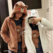 Hàn Quốc mua LINE FRIENDS x Winnie the Pooh Brown nam và nữ vài chiếc áo len trùm đầu sang trọng