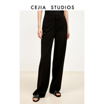 CEJIA Black 100 Hitch Pants Pituitary Pants High Waist Straight Cylinder Casual Broadlegged Pants Woman 2024 Chunxia