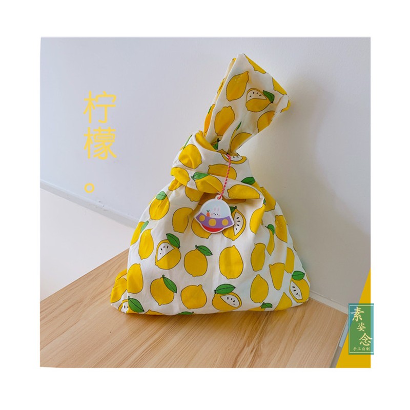 Doodle Lemon {Send Rabbit To Fly Saucer Powder Chain}2020 new pattern tide mobile phone Bag lovely tearful Wrist bag portable Canvas bag take a walk Japan and Korea Cartoon coin purse