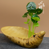 Natural bamboo refreshment plate Handmade old bamboo root dried fruit plate Multi-purpose large tea lotus decoration Hotel supplies
