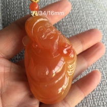 God of Wealth pendant necklace Yellow dragon jade pendant necklace Mens and womens natural jade pendant