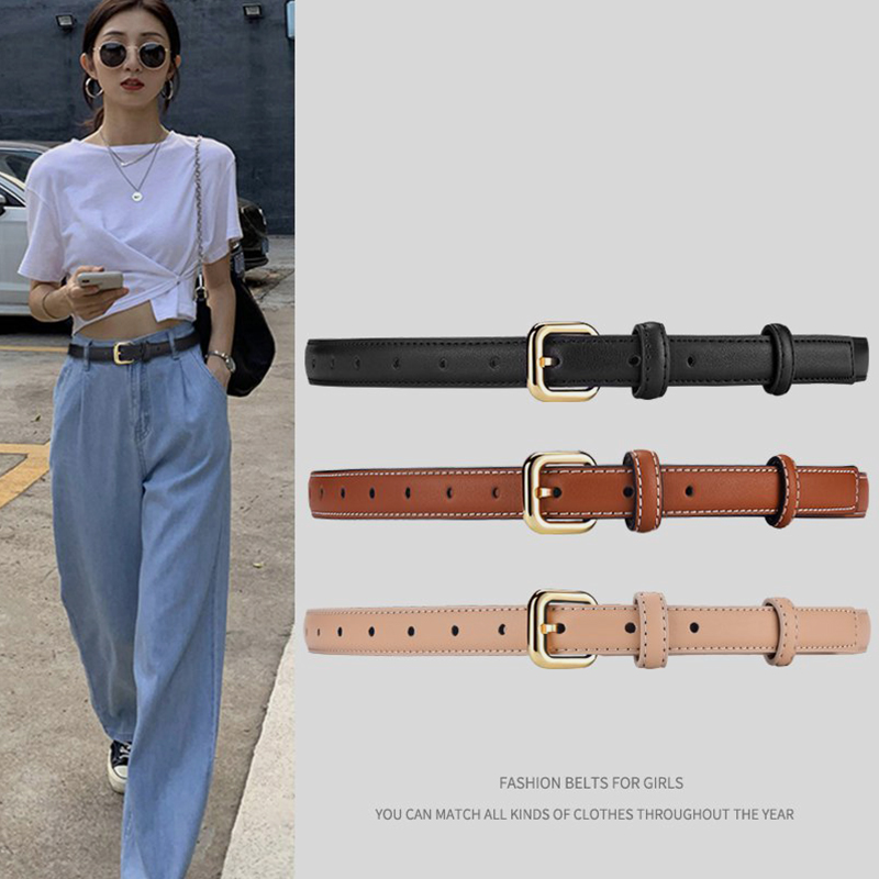 Lady Jeans Leather Strap Summer Fashion 100 lap ins Wind 2022 New fit Western pants free of punch to receive waist belt