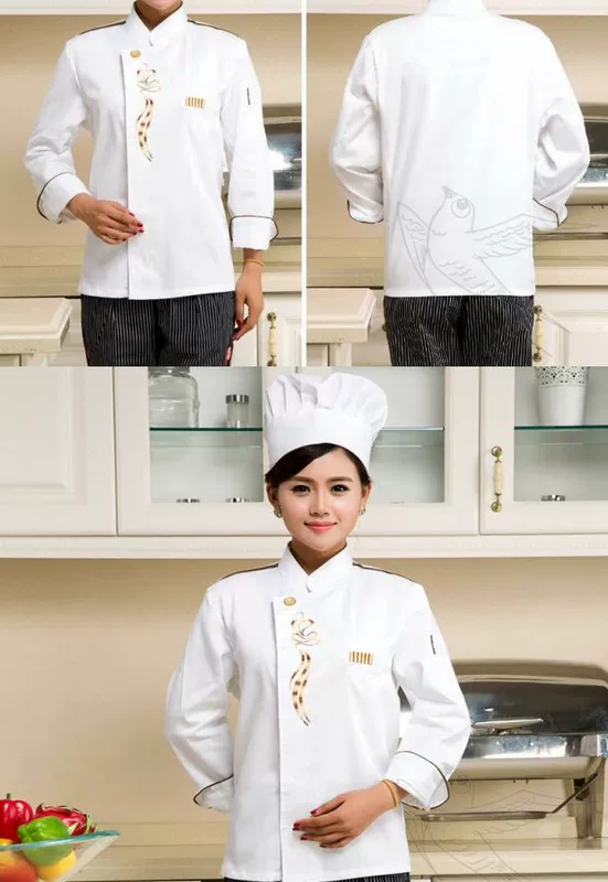 Set Chefs Wear dài tay Nhà hàng khách sạn ba mảnh Quần áo bảo hộ lao động Chefs Set với mũ mùa hè