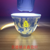 Jingdezhen 567 factory porcelain hand-painted blue and white colorful exquisite gourd tea cup master cup capacity 100 ml