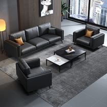 Office simple business reception negotiation meeting guest Italian trio single leather art office sofa coffee table combination