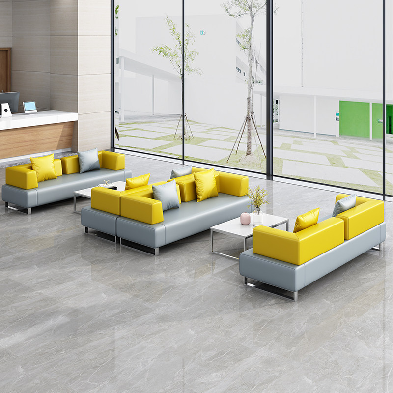 Office sofa tea couple combination package guest reception simple lounge area to negotiate business leather leisure sofa