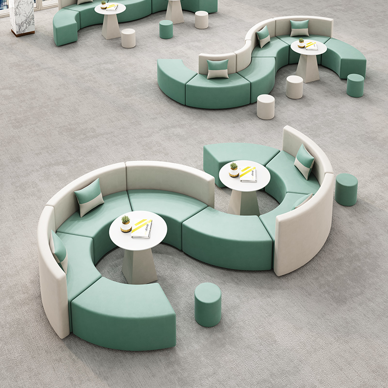 Training Institution Reception Waiting Rest Area Creative Xuexing S-Shaped Office Sofa Coffee Table Combination Simple and Modern