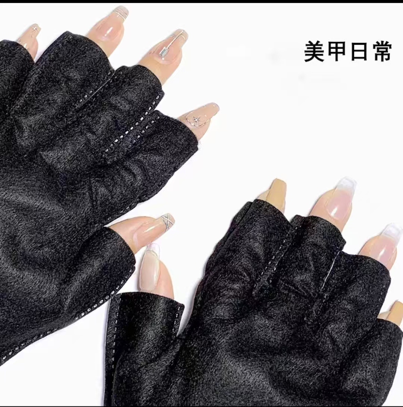 Nail Art Gloves, Anti-Uv Gloves, Phototherapy Machine Uv Lamp Protection, Sunblock, Black Fingerless Disposable Gloves Nail Art Gloves, Anti-Uv Gloves, Phototherapy Machine Uv Lamp Protection, Sunblock, Black Fingerless Disposable Gloves
