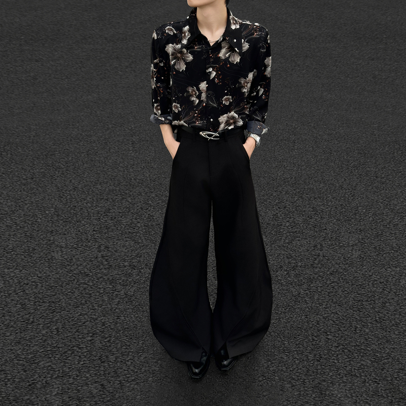 Noirbloom Hong Kong Style Retro Spring and Summer Printed Thin Shirt High-End Men's Loose Casual Shirt
