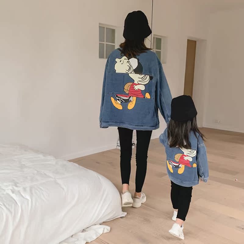 Ohmi children's clothing spring and autumn parent-child clothing 2022 new net red fried street girl foreign mother and daughter Korean version of the denim jacket tide