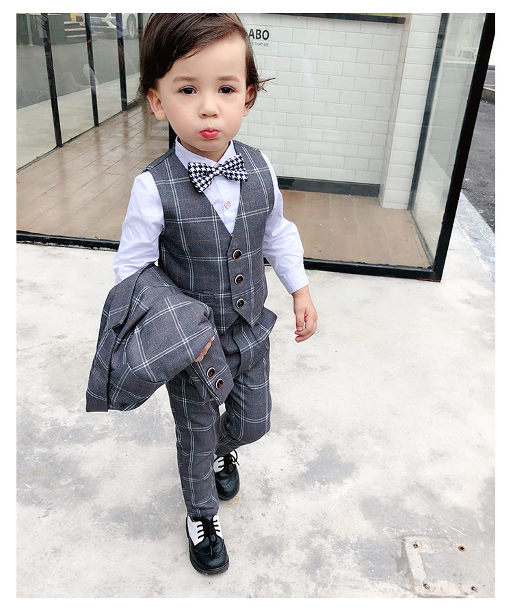 Childrens and Boys Suit 2019 Thu Handsome Thêm Velvet Cub Boy Bảo Ít Suit Mens Anh trẻ em ăn mặc.