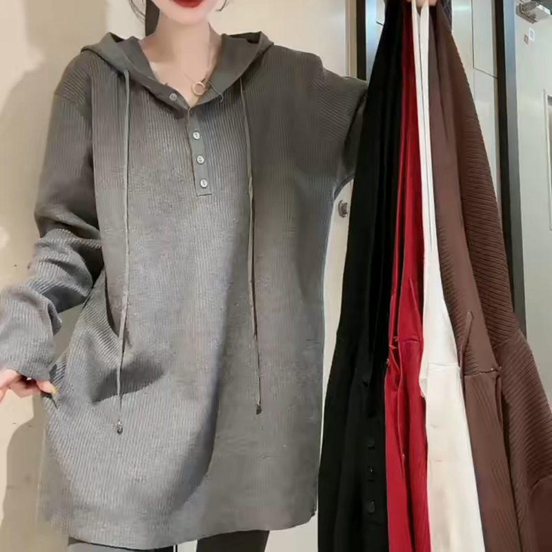 2026 Autumn/Winter New Style Hooded Design Pullover Knit Sweater Women's Long Sleeve Mid-Length Base Shirt 2026 Autumn/Winter New Style Hooded Design Pullover Knit Sweater Women's Long Sleeve Mid-Length Base Shirt