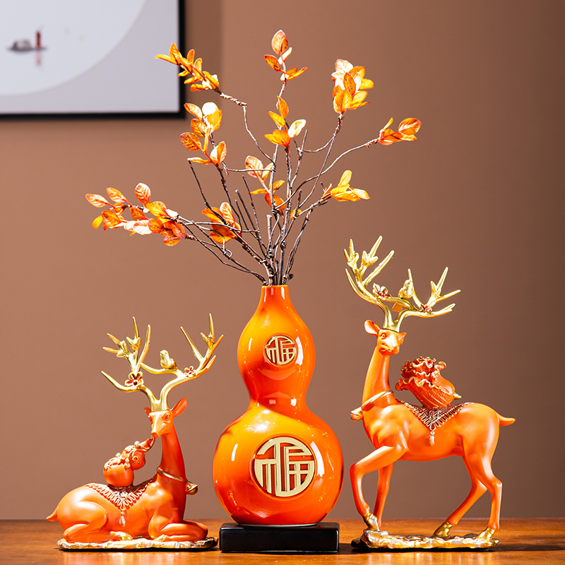 New Chinese Hyacinth Pendulum with a Cairoe deer Living room Xuanguan Wine Cabinet Home Decoration Products Light Extravagant and High-end Giao Gift