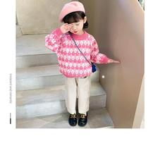 Girls pullover sweater childrens clothing 2022 new autumn clothes baby foreign style spring and autumn autumn and winter love knitted bottoming shirt