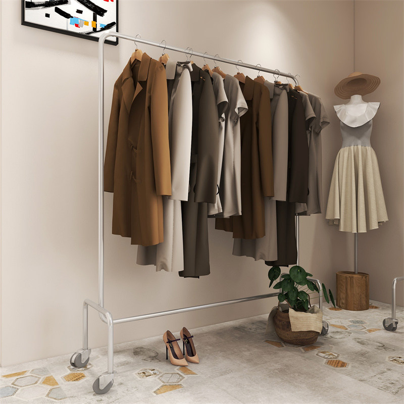 Stainless steel Bedroom cloister frame removable with wheels on floor Single lever Easy to place clothes hanger in room hanging hanger