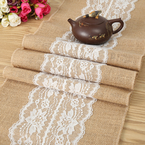 Foreign trade export decorative linen table flag wedding venue decoration wedding supplies lace juant cloth table flag