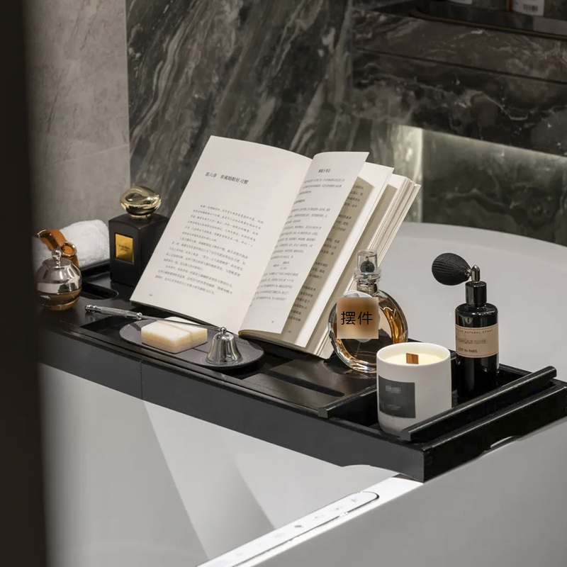 Hotel Model Room Bathroom Ornaments Bathroom Lotion Aromatherapy Solid Wood Drain Bathtub Rack Soft Decoration Combination