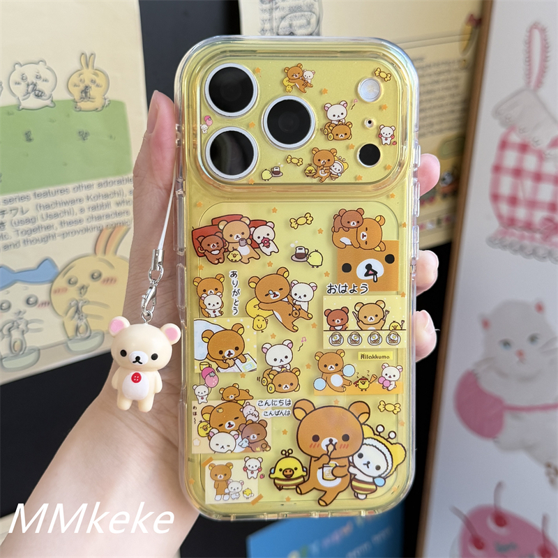 Mmkeke Korean Retro ins Vintage Japanese Cute Items Rilakkuma Nostril Chicken Suitable for Iphone17Promax Double-Layer Imd Precision Hole Phone Case Apple 16Pro Protective Cover 15Pm Cute