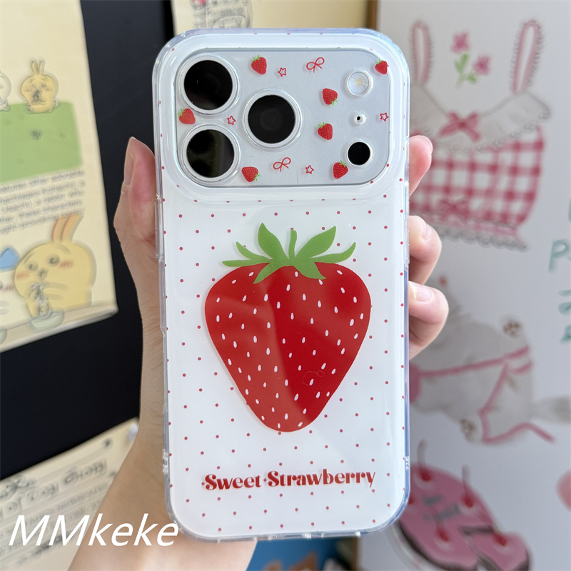 Mmkeke Korean Style ins Healing Sweet Red Polka Dot Strawberry Suitable for Iphone17Promax Double-Layer Imd Phone Case Apple 16Pro Protective Case 15Pm Niche 14Pro Girly 13