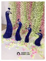 Simulation peacock head Peacock feast model feather crafts blue peacock head ornaments decoration hotel table