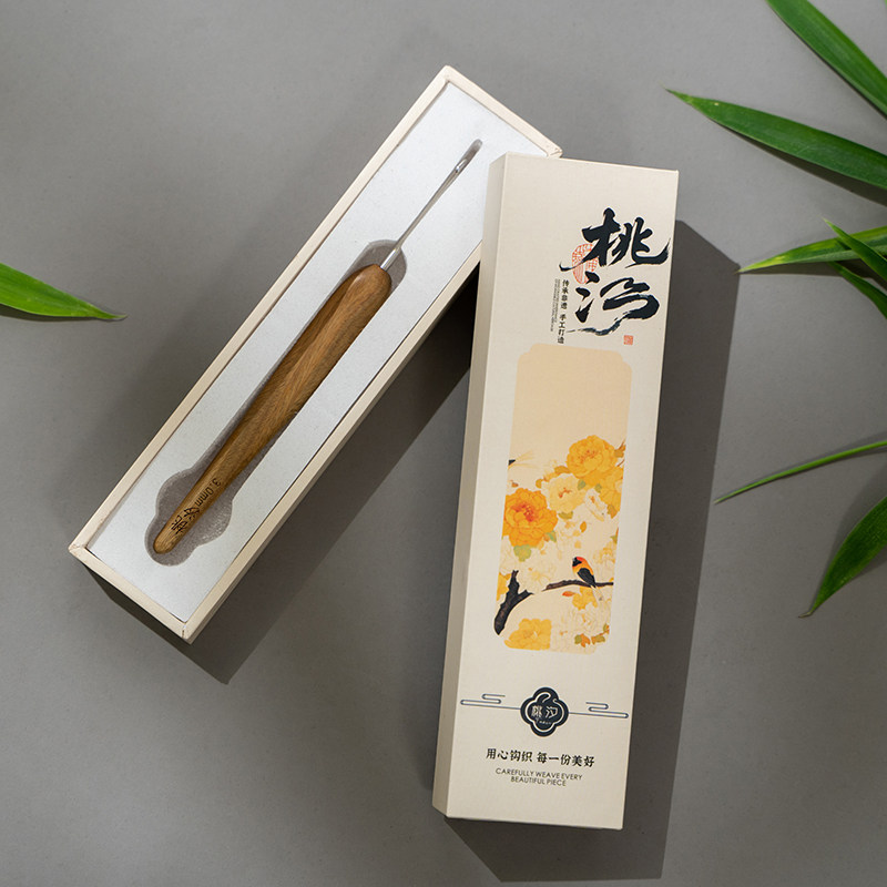 เข็มโครเชต์ Taoshi·Yunkuo ด้ามไม้จันทน์สีเขียวธรรมชาติ หัวเข็มสแตนเลสขัดเงา เครื่องมือถักไหมพรมด้วยมือ