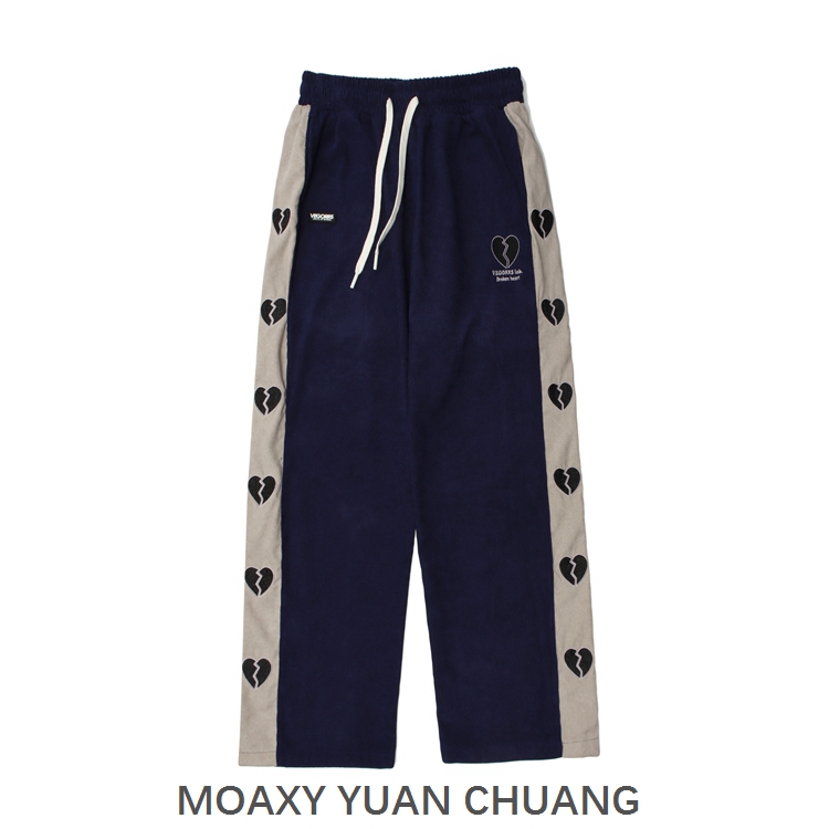 MOAXJ Original Tide Cards Retro Splicing Straight Drum Men Tide Cards Easy 100 lap long pants casual long pants 