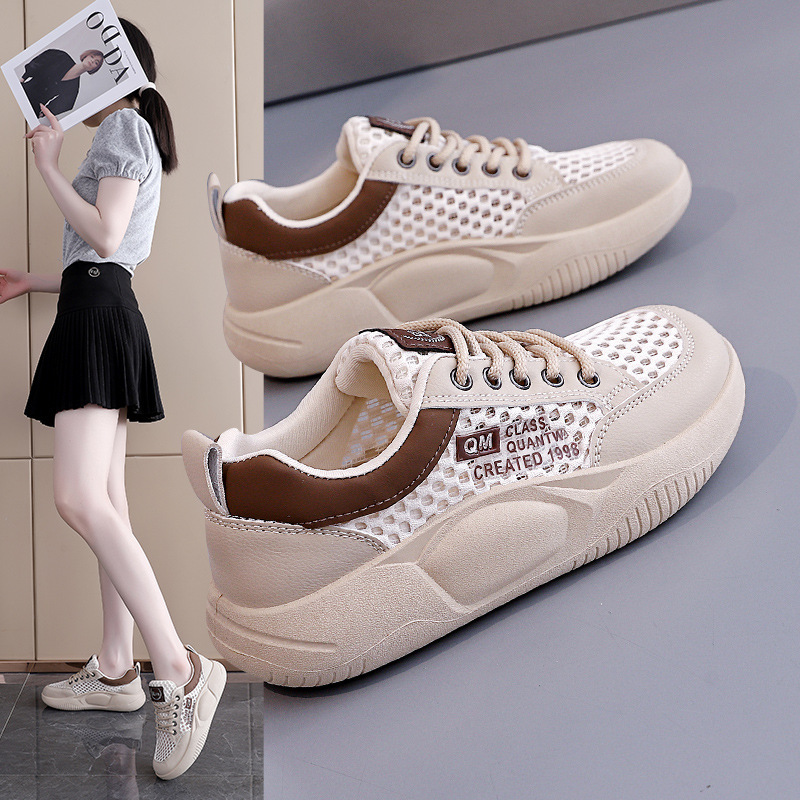 Nai Fufu Round-Toe Loafers for Women, Soft Thick-Soled Non-Slip Mesh Breathable Casual Women's Shoes, Summer Comfortable Sneakers