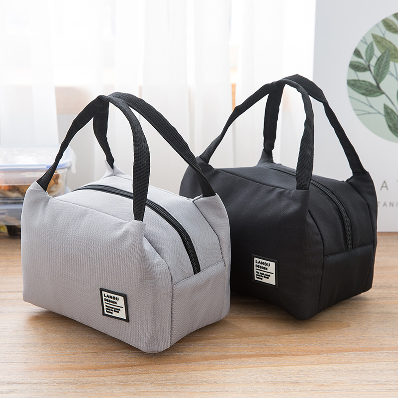 Portable bento with bento bag Oxford cloth rectangular insulation aluminum foil student thickened small warm lunch box bag