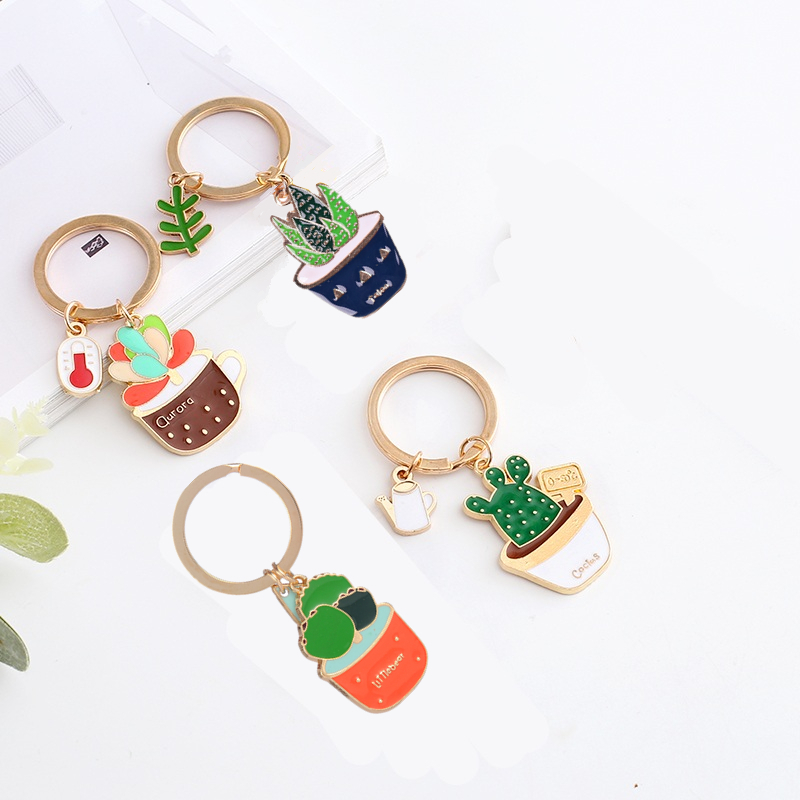 Metal Key Buckle Woman Korea Cute Personality Creative Art Little Fresh Cartoon Pendant Stainless Steel Key Ring Ring