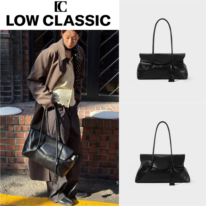 In Stock】Authentic Korean Low Classic Flip-Top Black Tote Bag Haricot Bag Handbag Shoulder Bag for Women In Stock】Authentic Korean Low Classic Flip-Top Black Tote Bag Haricot Bag Handbag Shoulder Bag for Women