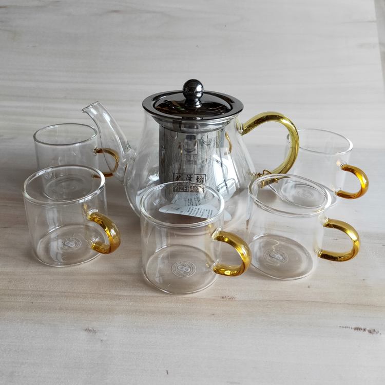Huang made the large number of heat resistant glass teapot home through bright food grade stainless steel liner Kung Fu teapot advanced tea set