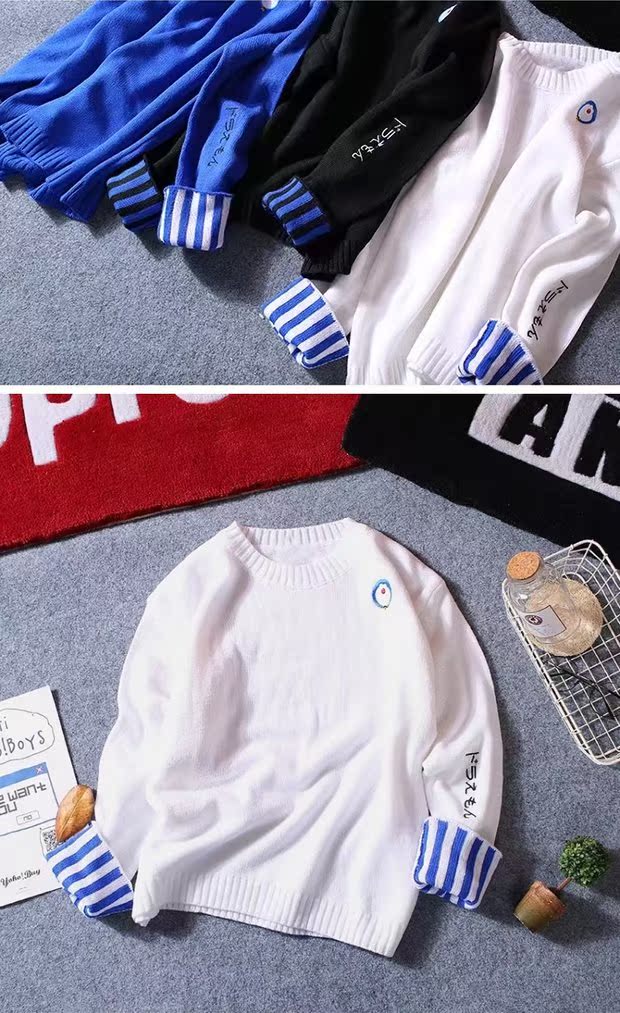 Áo len đỏ ròng 2018 phiên bản Hàn Quốc mới của phong cách Harajuku bộ nam nữ sang trọng shop quần áo nam
